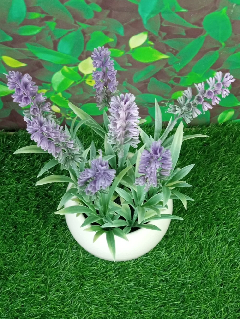 🏠 Lavender Faux Plant in White Ceramic Pot - Home Accents